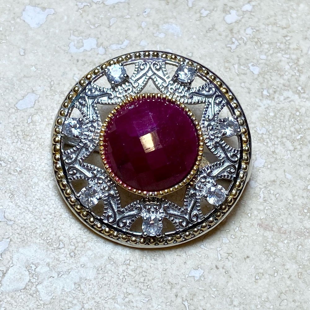 Sterling Silver and Ruby Scarf Slide